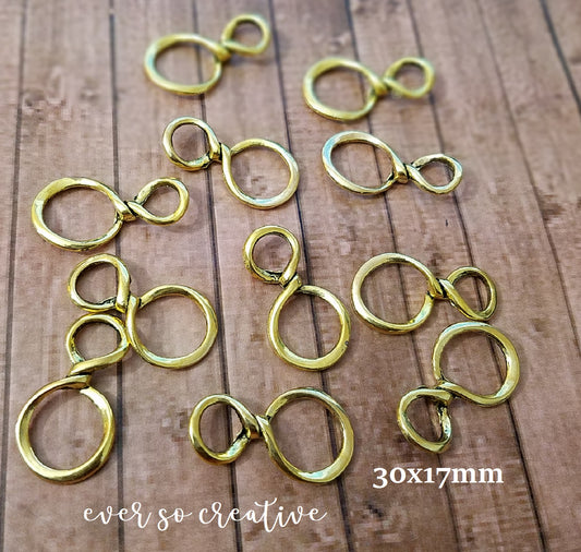 ESC-CN03: Antique Gold Infinity Twisted Rope Connector: 30x17mm: 5pcs