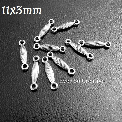 ESC-CN18: Antique Silver Bar Connectors: 11x3mm: 15pcs