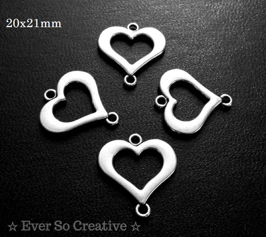 ESC-CN19: Antique Silver Heart Connectors: 20x21mm: 5pcs