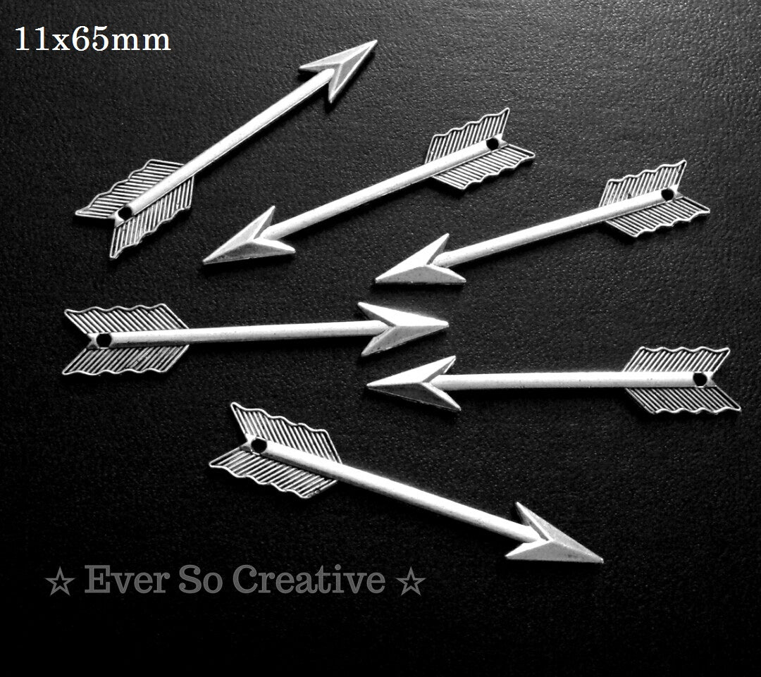 ESC-SA58: Antique Silver Arrow Pendant: 65x11mm [5pcs]
