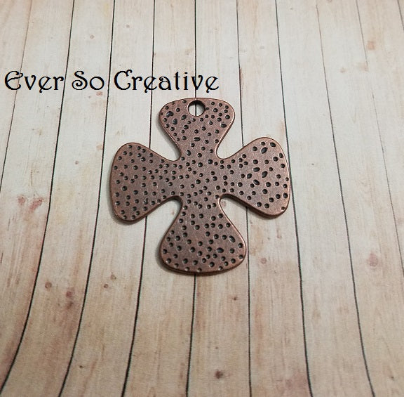 ESC-CR19: Antique Copper Maltese Textured Cross Pendant: 40x40mm