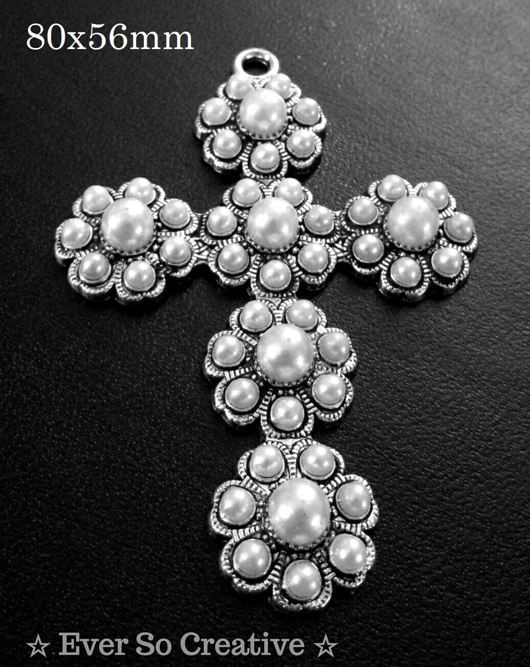 ESC-CR20: Extra Large Pearl Cross Pendant: 1pcs: 80x60mm