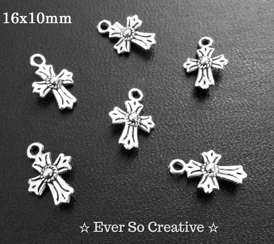 ESC-CR61: Antique Silver Bali Cross Charm: 16x10mm: 15pcs