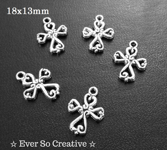 ESC-CR62: Antique Silver Cross Charms: 18x13mm: 12pcs