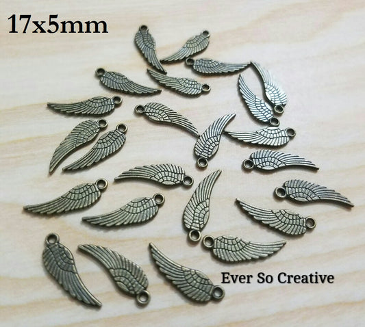 ESC-FW02: Antique Brass Wing Charms: 17x5mm:12pcs