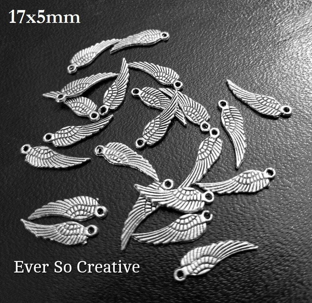 ESC-FW04: Antique Silver Wing Charms: 17x5mm:12pcs