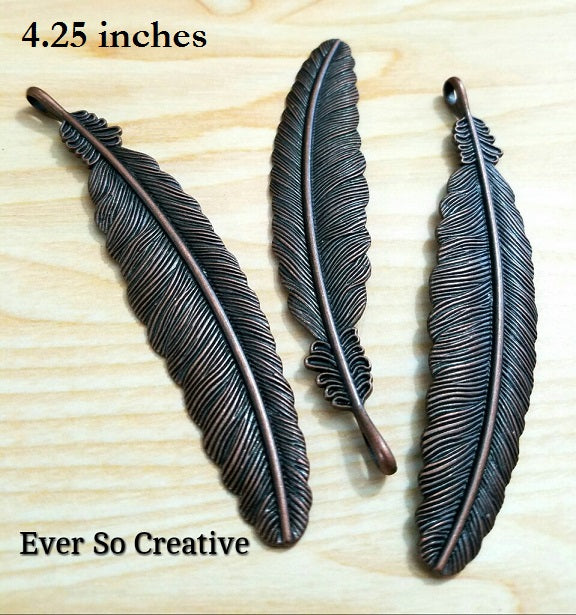 ESC-FW12: Antique Copper Feather Bookmark: 2pcs