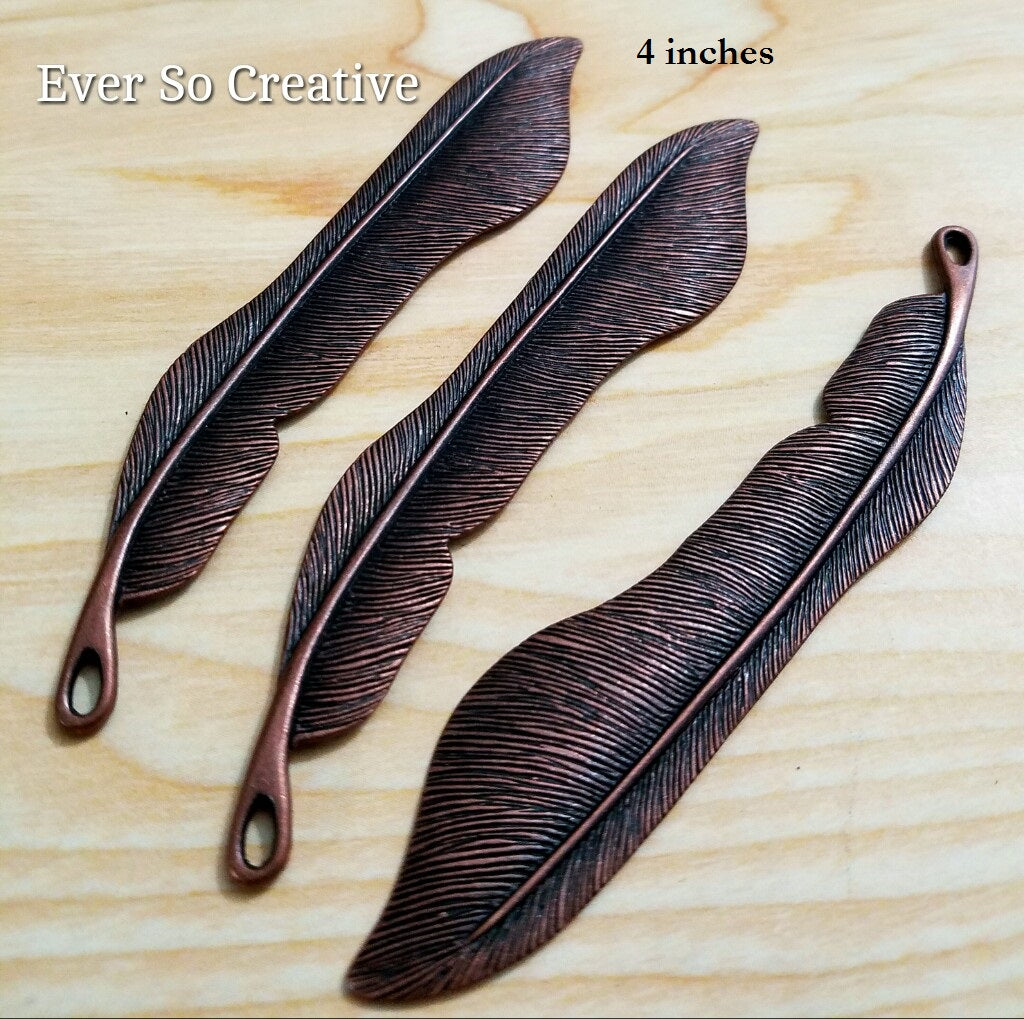 ESC-FW15: Antique Copper Feather Bookmark: 2pcs