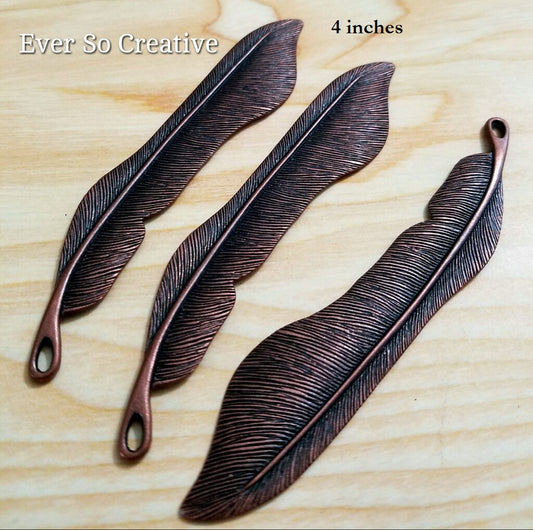 ESC-FW15: Antique Copper Feather Bookmark: 2pcs