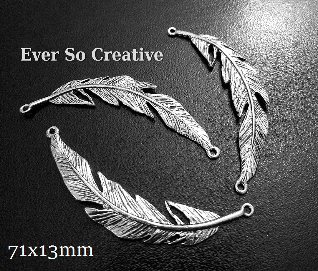 ESC-FW21: Antique Silver Feather Necklace Setting: 2pcs