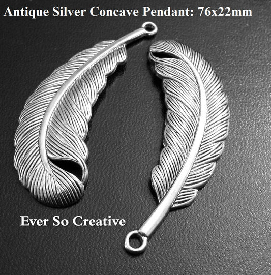 ESC-FW24: Antique Silver Large Feather Settings: 2pcs