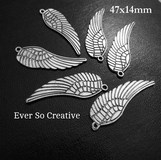 ESC-FW27: Antique Silver Wing Pendant: 5pcs