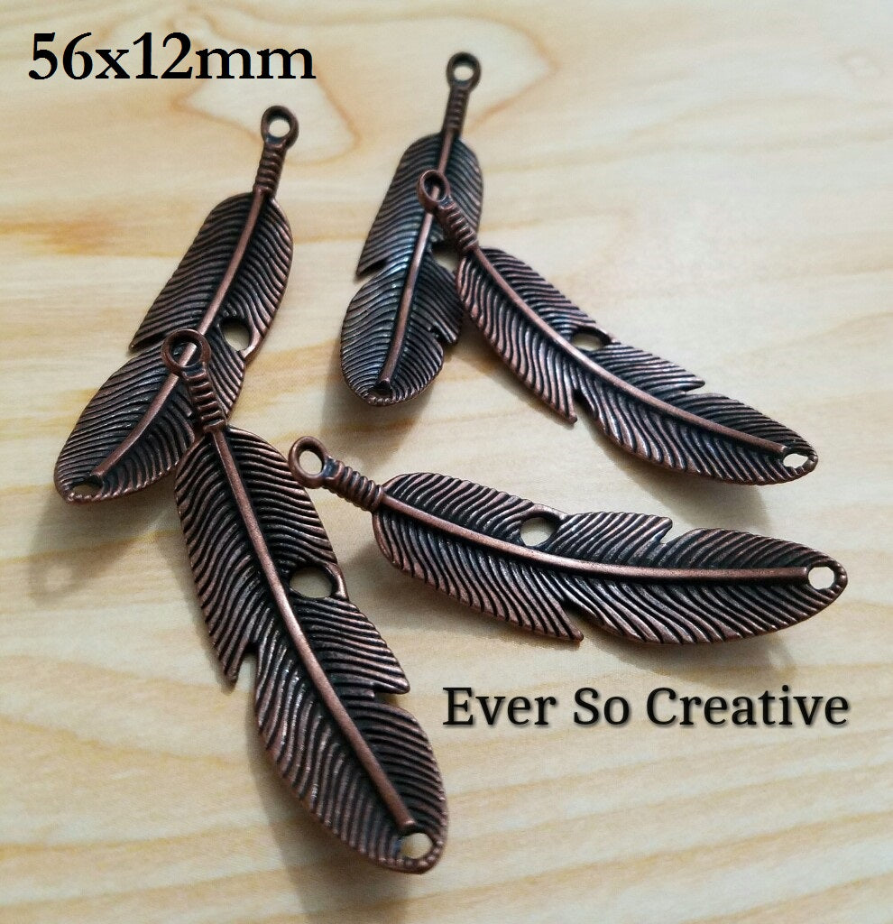 ESC-FW28: Antique Copper Feather Connector Settings: 4pcs