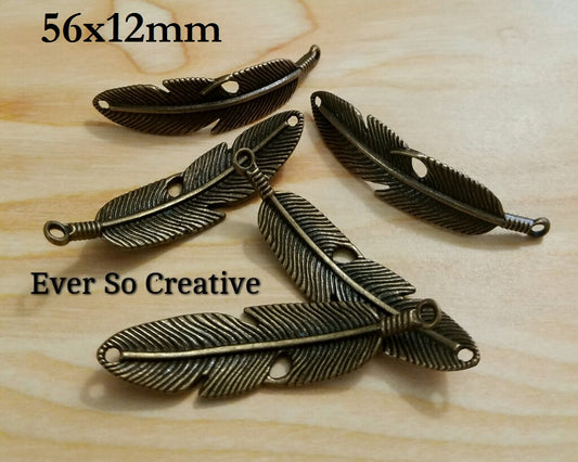 ESC-FW29: Antique Brass Feather Connector Setting: 4pcs