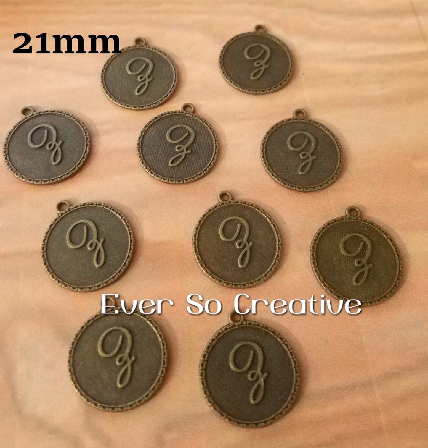 ESC-LW26: Antique Brass Letter "Z" Coin Charms: 21x19mm