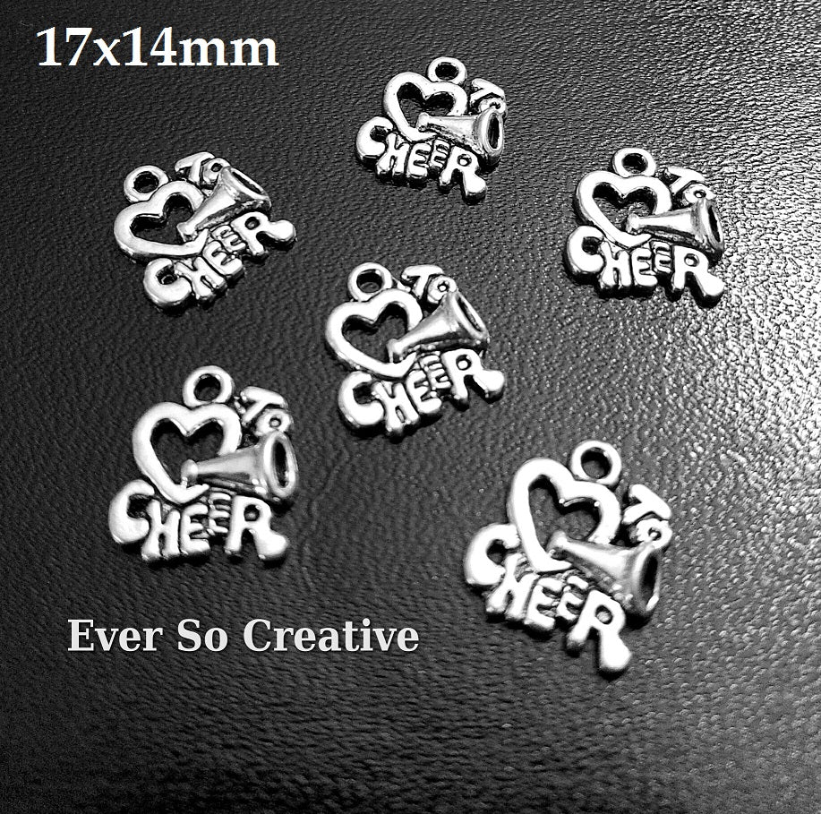 ESC-LW31: Antique Silver Cheer Charms: 17x14mm