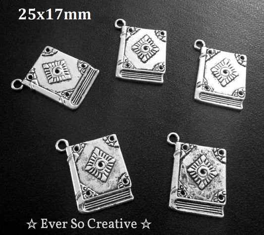 ESC-MM03: Antique Silver Book of Shadows: 25x17mm (5pcs)