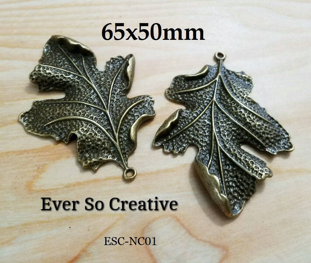 ESC-NC01: Antique Brass Maple Leaf Pendant: 65x50mm