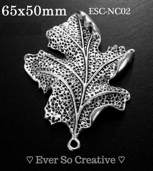 ESC-NC02: Antique Silver Maple Leaf Pendant: 65x50mm