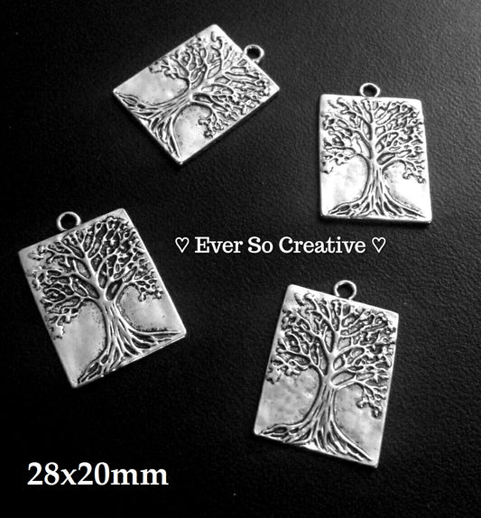 ESC-NC05: Antique Silver Square Tree of Life Pendants: 28x20mm