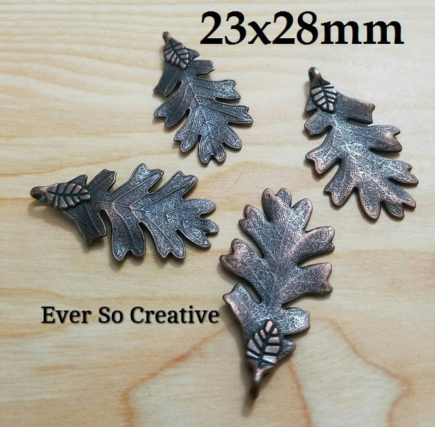 ESC-NC12: Antique Copper Leaf Pendants: 23x28mm