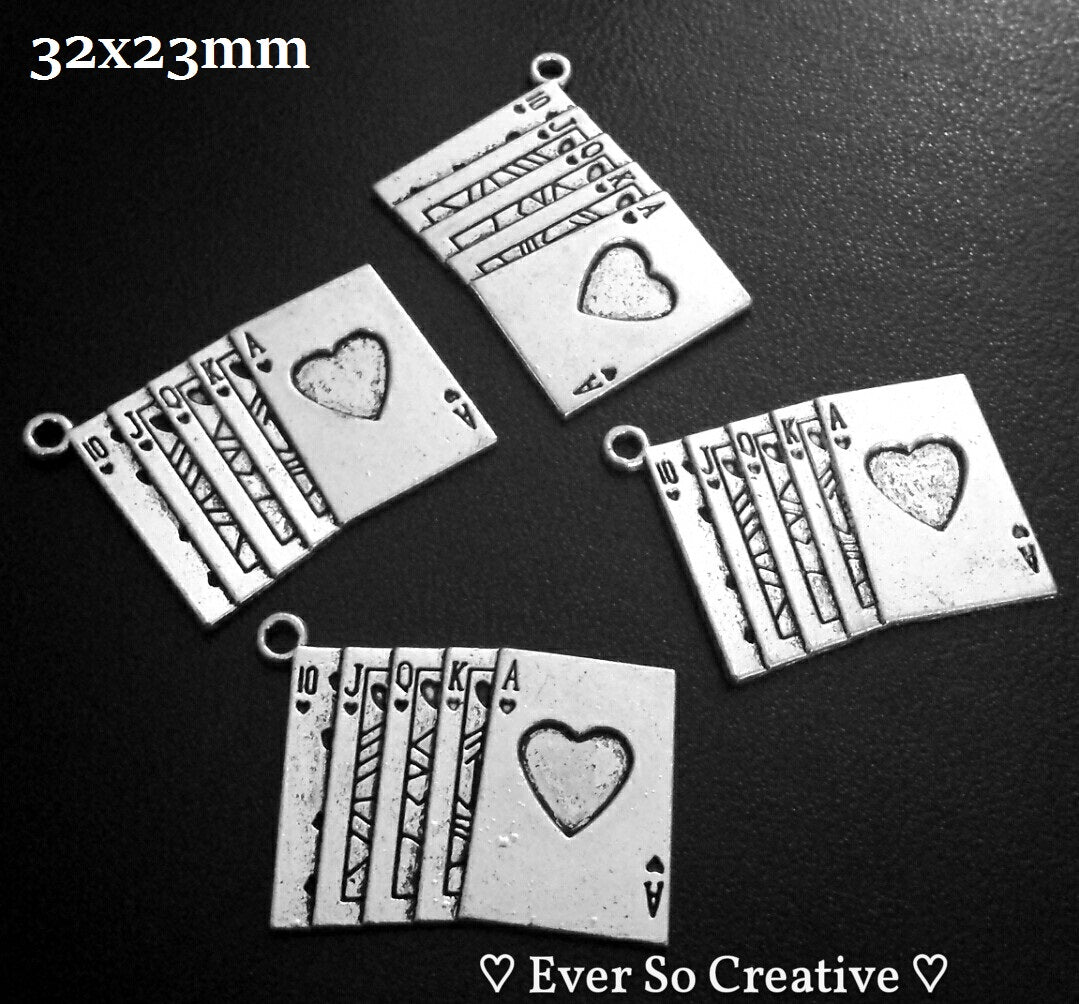 ESC-SA61: Antique Silver Playing Deck Cards: 32x23mm: [5pcs]