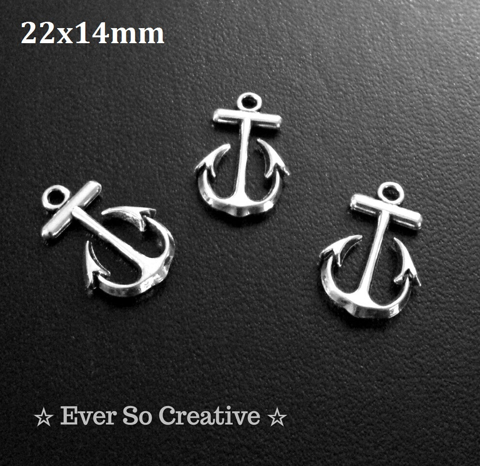 ESC-SEA11: Antique Silver Anchor Charm/Pendant: 22x14mm