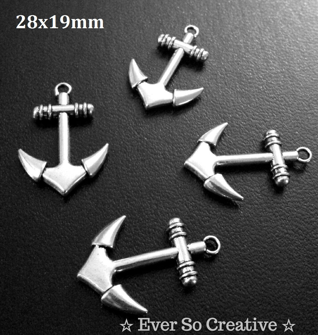 ESC-SEA12: Antique Silver Anchor Pendant: 28x19mm