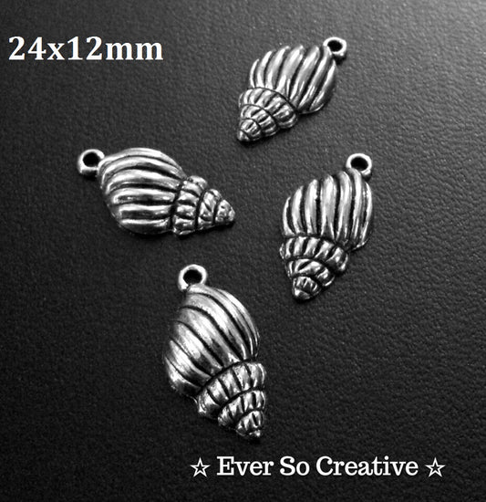 ESC-SEA18: Antique Silver Seashell: 24x12mm