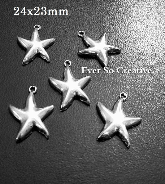 ESC-SEA20: Antique Silver Starfish Charms/Pendants:" 24x23mm