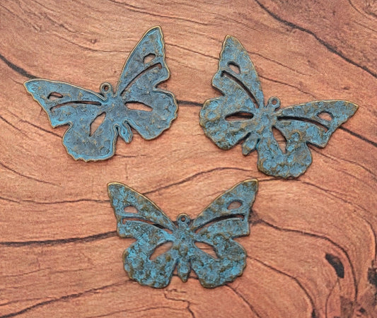 ESC-BUT13: Patina Butterfly Pendant: 54x40mm: (3pcs)