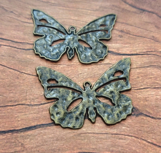 ESC-BUT15: Antique Brass Butterfly Pendant: 54x40mm: (3pcs)