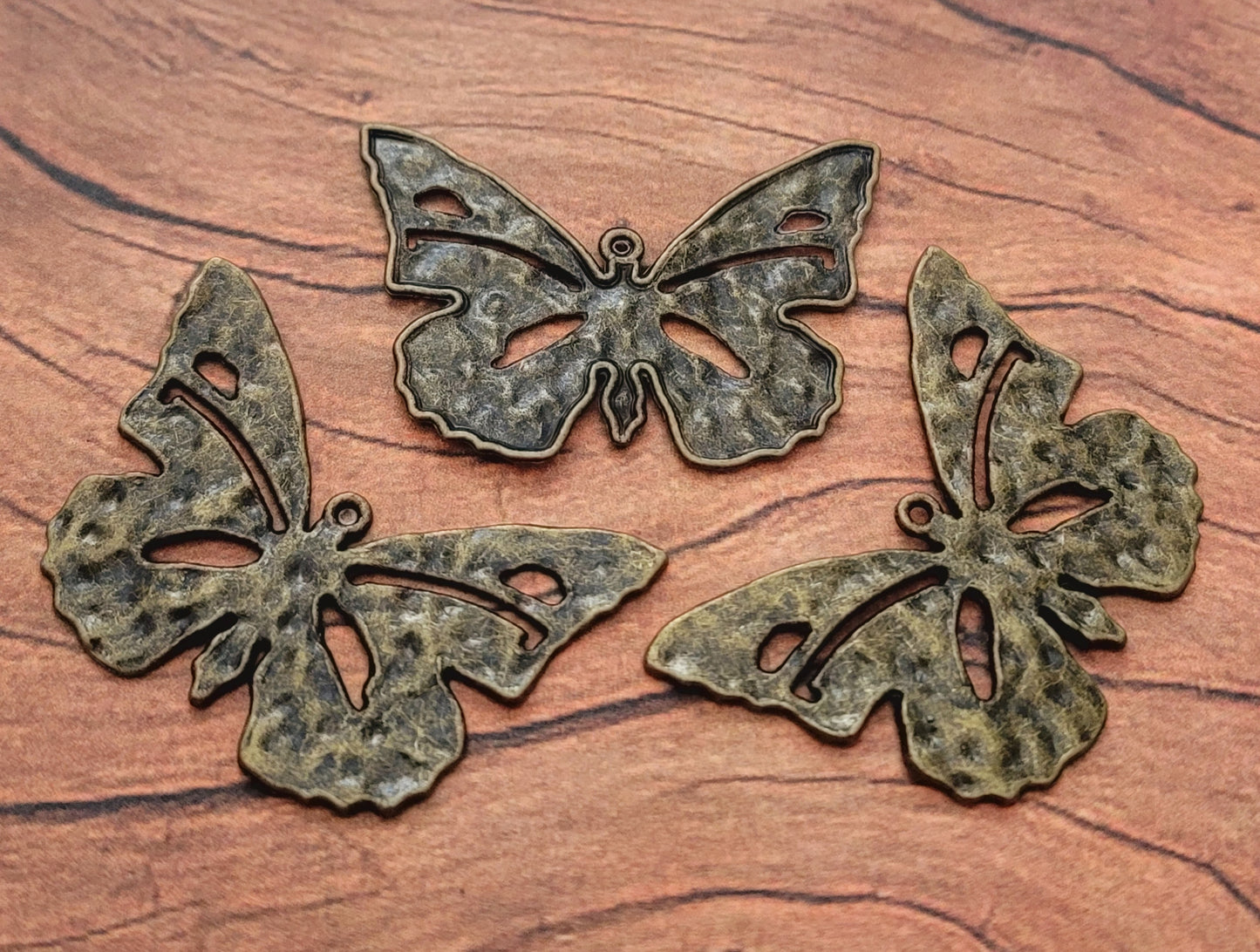 ESC-BUT15: Antique Brass Butterfly Pendant: 54x40mm: (3pcs)