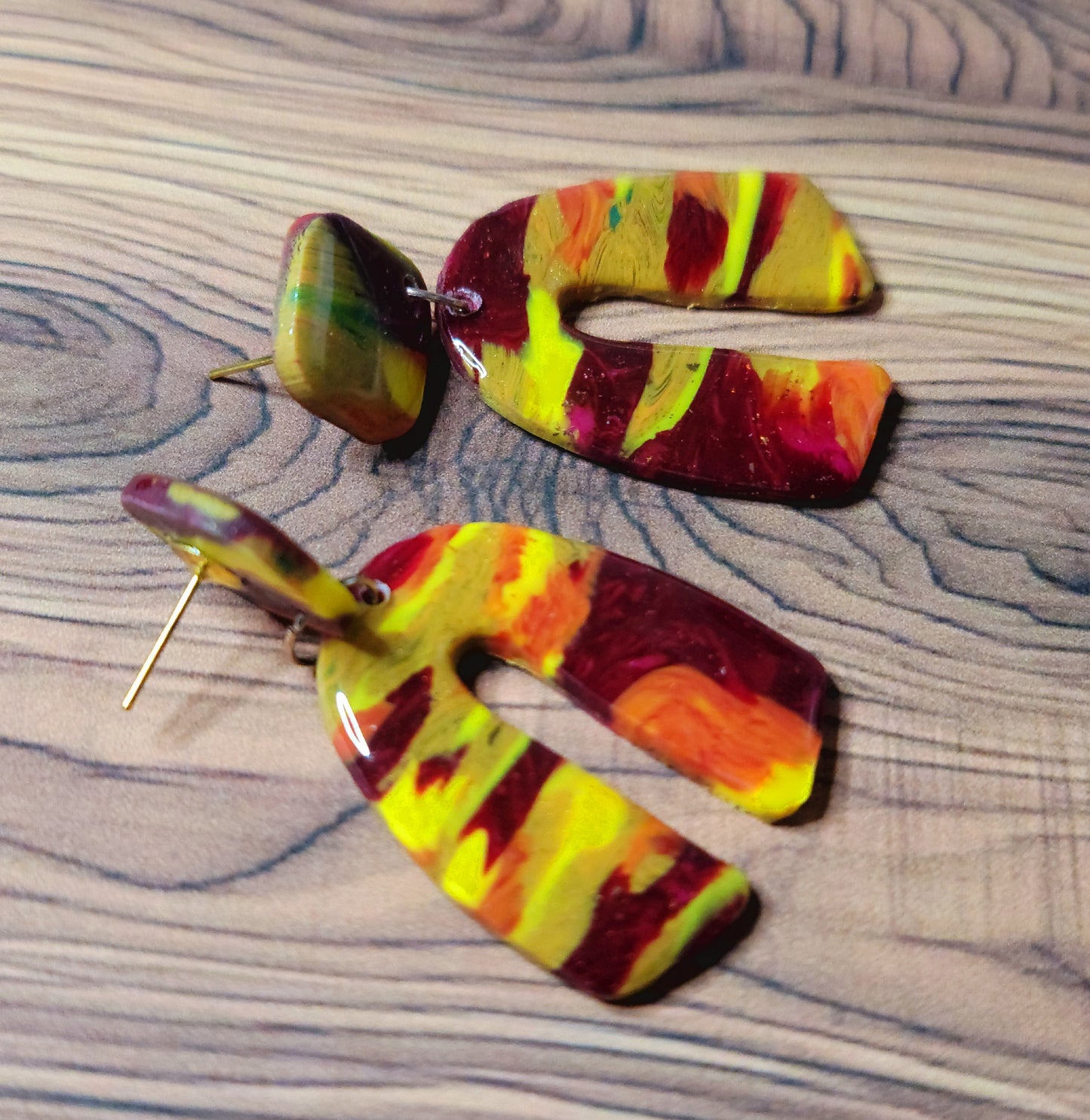 Cyra: Fire Pattern Polymer Clay Earring