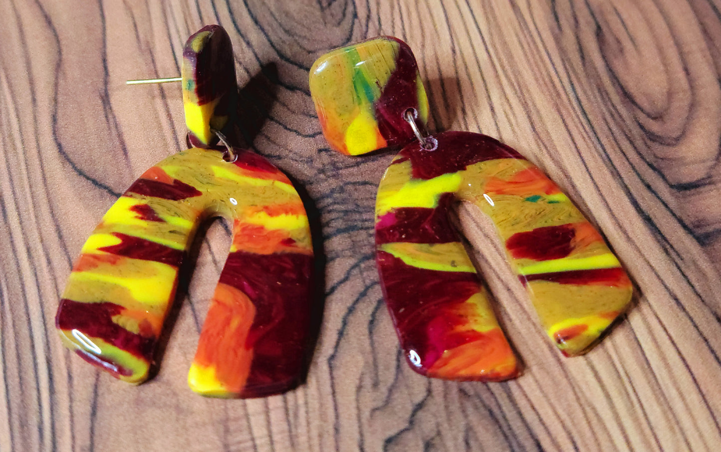 Cyra: Fire Pattern Polymer Clay Earring