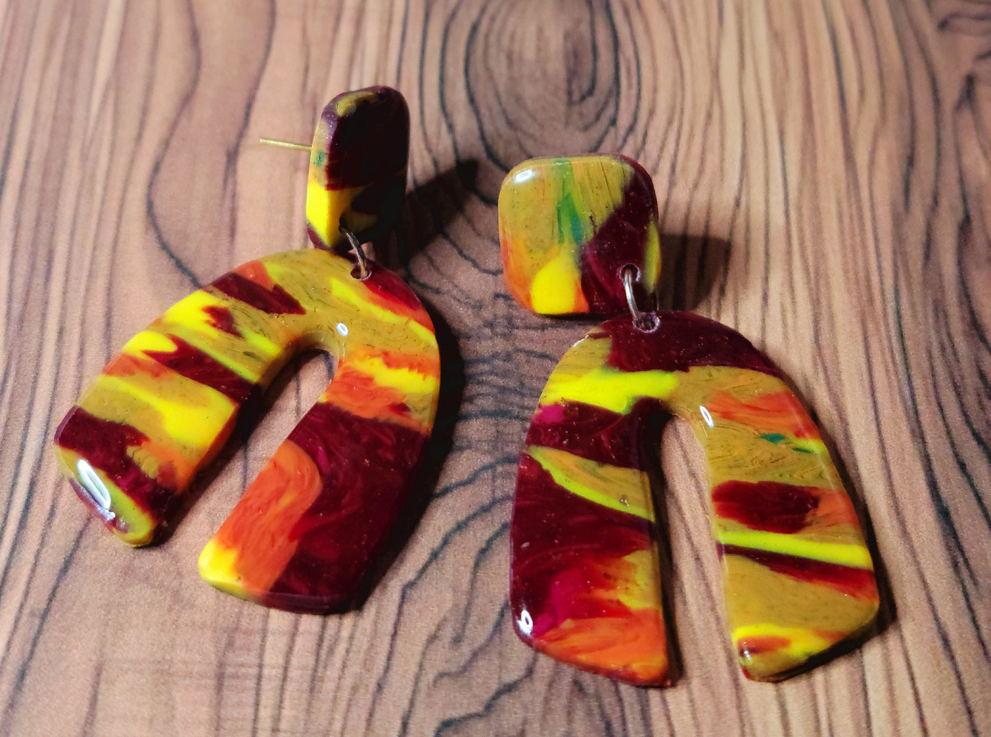 Cyra: Fire Pattern Polymer Clay Earring