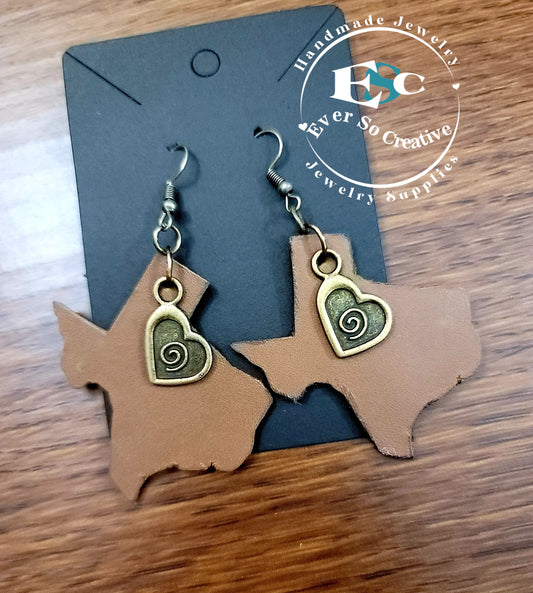 Genuine Leather: Texas Shape Genuine Leather Earrings