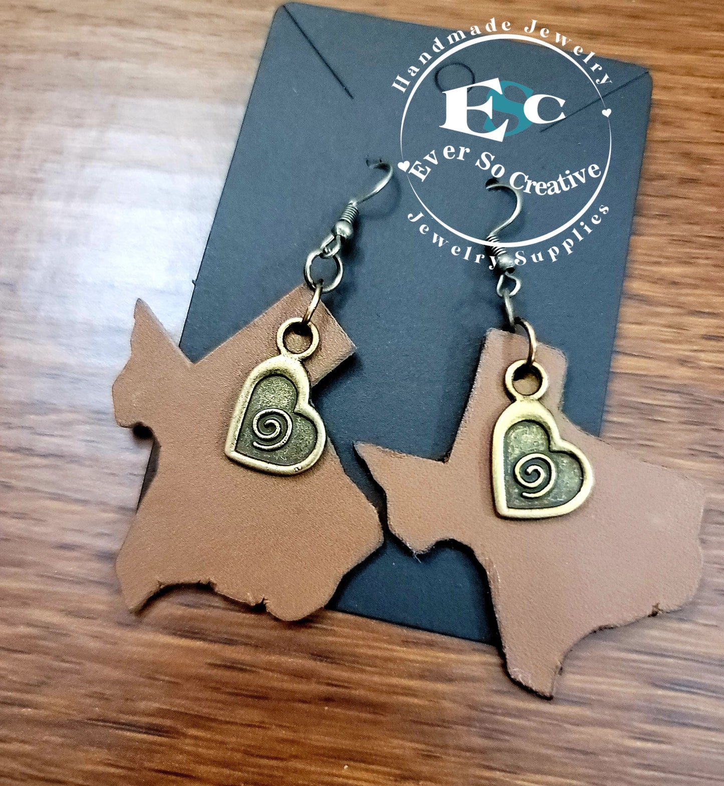 Genuine Leather: Texas Shape Genuine Leather Earrings