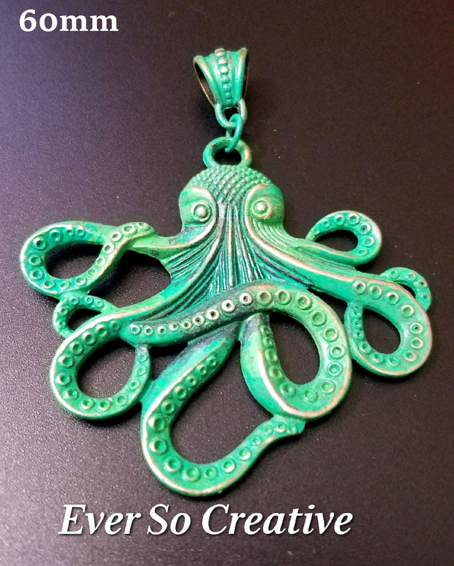 ESC-PBE01: Verdigris & Jade Octopus Pendant