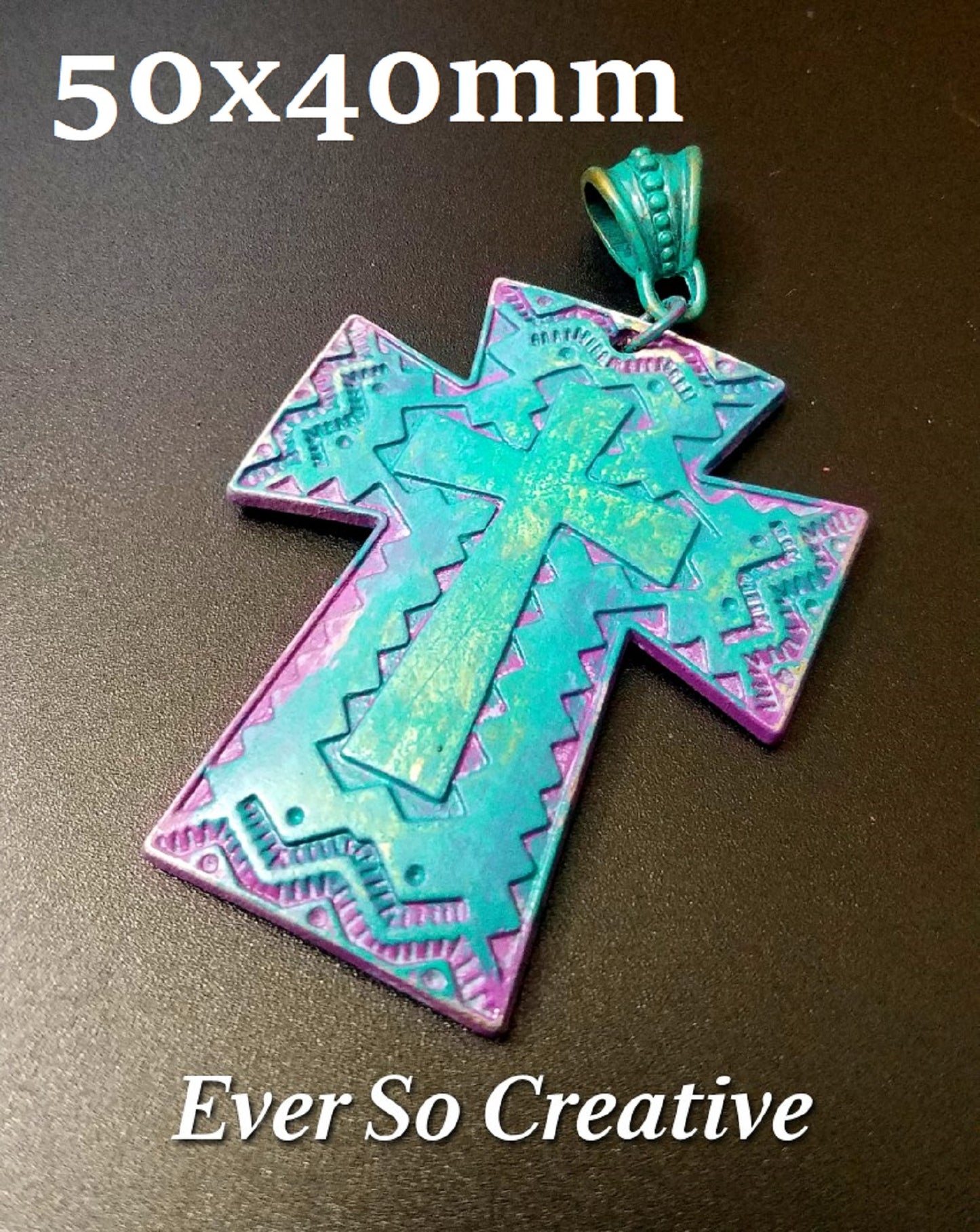 ESC-PBE04: Jade/Sky Blue/Pink Cross Pendant