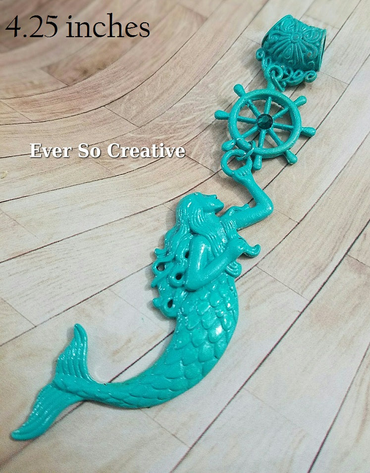 ESC-PBE07: Verdigris & Jade  Mermaid Hanging from Ship Rudder