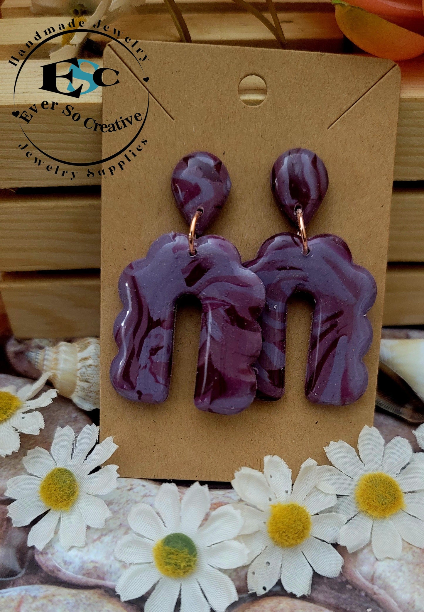 Ruby: Pink/Liliac/ Dark Purple Polymer Clay Earrings