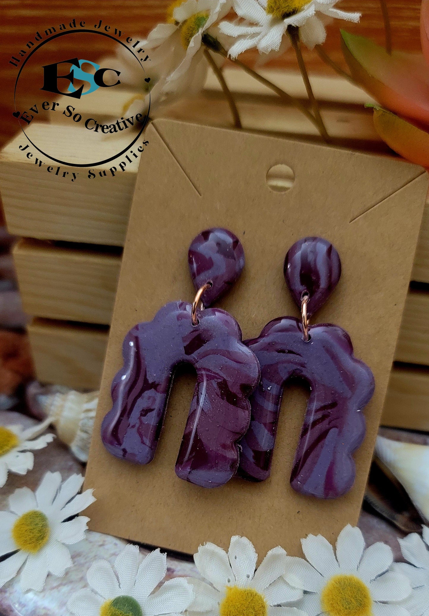 Ruby: Pink/Liliac/ Dark Purple Polymer Clay Earrings