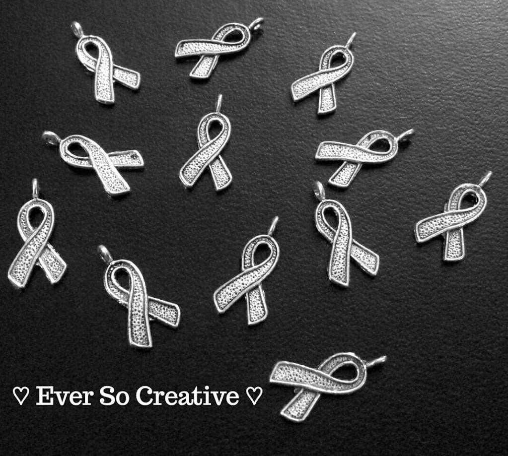 ESC-AWC09: Antique Silver Ribbon Charms: 15mm